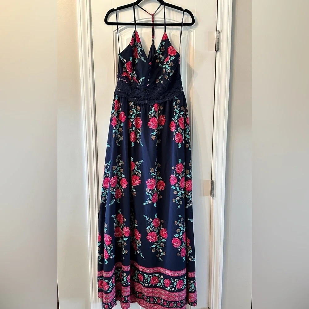 NWT! Pink Lily Boutique Blue Floral Maxi Dress Size Medium - Picture 2 of 12